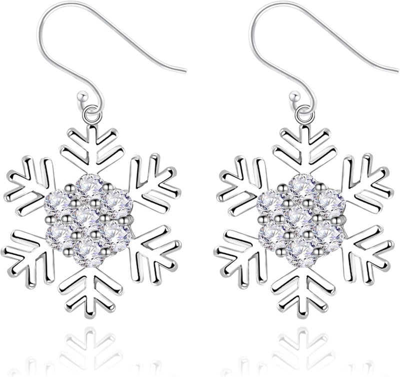 Sereney Sterling Silver Christmas Earrings for Women, Christmas Tree Earrings as Xmas Earings for Women, Snowflake Earring as Snowflake Jewelry, Hypoallergenic Earring for Girls as Christmas Gifts - Image 1